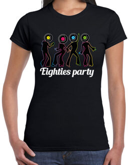 Verkleed shirt dames - eighties party - zwart - 80s - foute party - carnaval XS