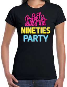 Verkleed shirt dames - nineties party - zwart - neon - jaren 90 - foute party M
