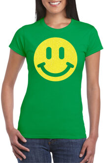 Verkleed shirt dames - smiley - groen - carnaval/foute party - feestkleding S