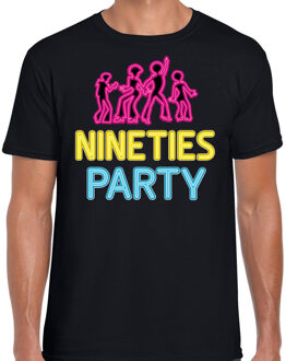 Verkleed shirt heren - nineties party - zwart - neon - jaren 90 - foute party M