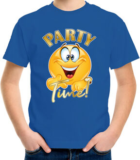 Verkleed shirt jongens - Party Time - blauw - carnaval - voor kinderen L (146-152)