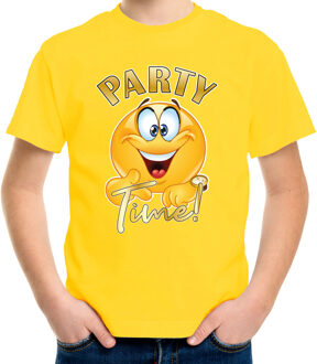 Verkleed shirt jongens - Party Time - geel - carnaval - voor kinderen XL (158-164)