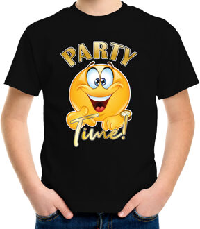 Verkleed shirt jongens - Party Time - zwart - carnaval - voor kinderen S (122-128)