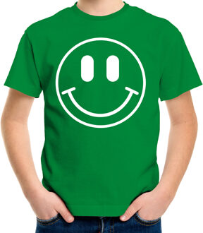 Verkleed shirt jongens - smiley - groen - carnaval - feestkleding voor kinderen L (146-152)