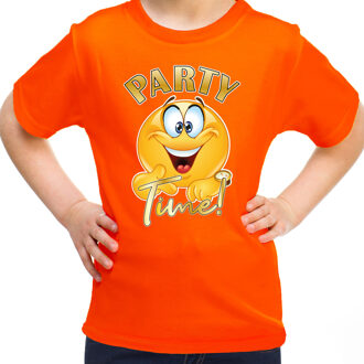 Verkleed shirt meisjes - Party Time - oranje - carnaval - voor kinderen M (134-140)