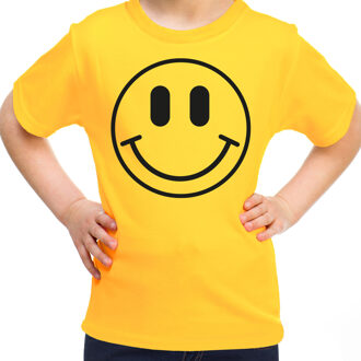 Verkleed shirt meisjes - Smile - geel - carnaval - feestkleding voor kinderen XL (158-164)
