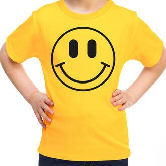 Verkleed shirt meisjes - smiley - geel - carnaval - feestkleding voor kinderen XL (158-164)
