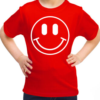 Verkleed shirt meisjes - smiley - rood - carnaval - feestkleding voor kinderen XL (158-164)