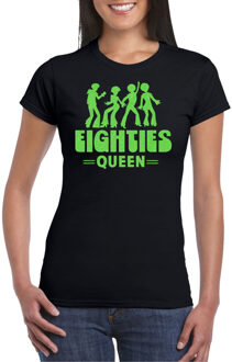 Verkleed shirt voor dames - eighties queen - zwart/groen - jaren 80 - carnaval XL