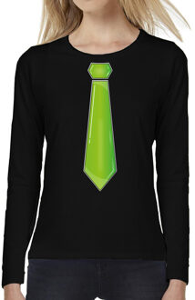 Verkleed shirt voor dames - stropdas groen - zwart - carnaval - foute party XL