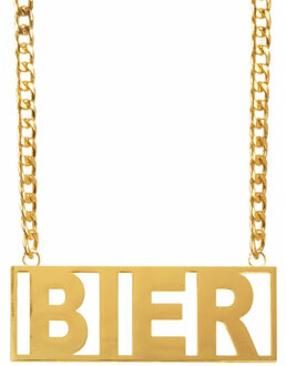 Verkleed sieraden ketting - thema Bier - feestartikelen - goudkleurig