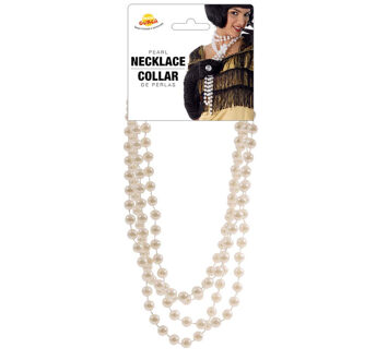 Verkleed sieraden parelketting - wit - dames - kunststof - Twenties/piraten/zeemeermin