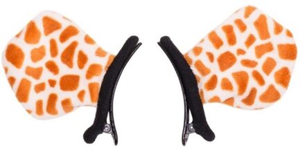 Verkleed/speelgoed giraffe dieren oortjes op clip voor kinderen Wit