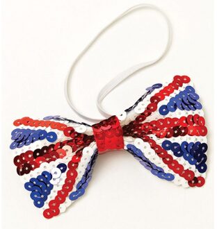 Verkleed strik Union Jack vlag - Engeland thema pailletten vlinderstrik