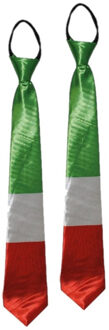 Verkleed stropdas Italiaanse vlag kleuren - 2x stuks - Landen thema supporters verkleed accessoires