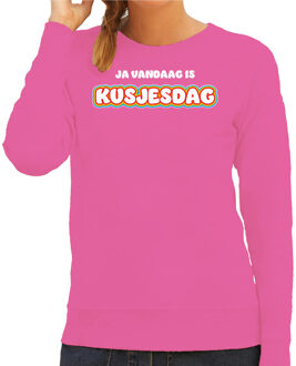 Verkleed sweater voor dames - kusjesdag - roze - carnaval - foute party M