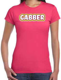 Verkleed t-shirt dames - gabber - roze - foute party/carnaval - vriend/maat S