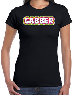 Verkleed t-shirt dames - gabber - zwart - foute party/carnaval - vriend/maat M