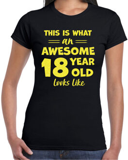 Verkleed T-shirt dames - leeftijd 18 jaar - awesome - zwart 2XL