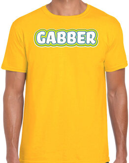 Verkleed t-shirt heren - gabber - geel - foute party/carnaval - vriend/maat XL
