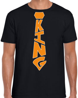 verkleed t-shirt Koningsdag - king stropdas - heren - zwart M - Feestshirts