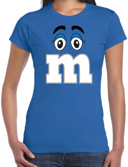 verkleed t-shirt M voor dames - blauw - carnaval/themafeest kostuum S