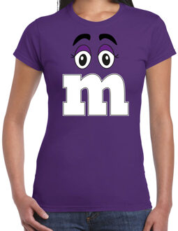 verkleed t-shirt M voor dames - paars - carnaval/themafeest kostuum XS