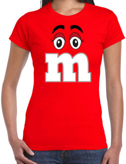 verkleed t-shirt M voor dames - rood - carnaval/themafeest kostuum L