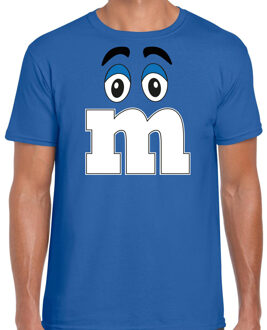 verkleed t-shirt M voor heren - blauw - carnaval/themafeest kostuum L