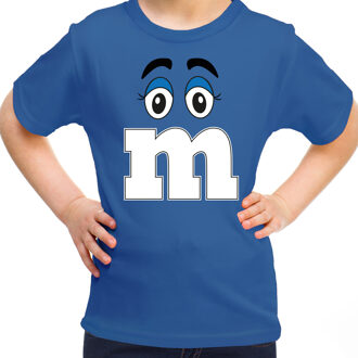 verkleed t-shirt M voor kinderen - blauw - meisje - carnaval/themafeest kostuum S (110-116)