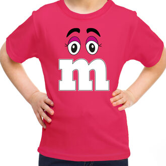 verkleed t-shirt M voor kinderen - roze - meisje - carnaval/themafeest kostuum M (116-134)