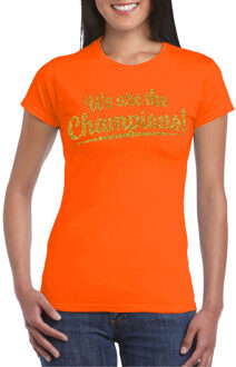 Verkleed T-shirt voor dames - champions - oranje - EK/WK voetbal supporter XL