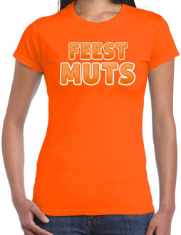 verkleed t-shirt voor dames - Feest muts - oranje - carnaval L