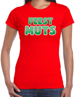 verkleed t-shirt voor dames - Feest muts - rood/groen - carnaval M