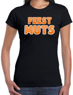 verkleed t-shirt voor dames - Feest muts - zwart/oranje - carnaval XL