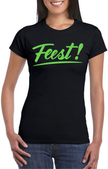 Verkleed T-shirt voor dames - feest - zwart - groen glitter - carnaval S