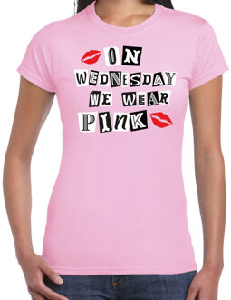 Verkleed t-shirt voor dames - on wednesday we wear pink - roze - carnaval XL