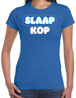 Verkleed T-shirt voor dames - slaapkop - blauw - carnaval - foute party 2XL