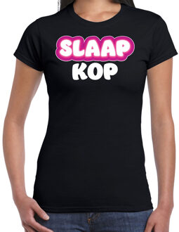 Verkleed T-shirt voor dames - slaapkop - zwart - carnaval - foute party S