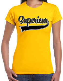 Verkleed T-shirt voor dames - superieur - geel - foute party - carnaval L