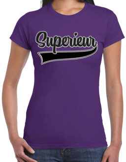 Verkleed T-shirt voor dames - superieur - paars - foute party - carnaval XS
