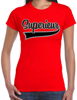 Verkleed T-shirt voor dames - superieur - rood - foute party - carnaval XS