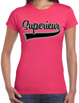 Verkleed T-shirt voor dames - superieur - roze - foute party - carnaval L