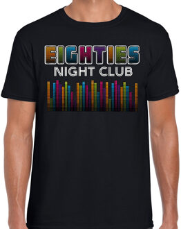 Verkleed T-shirt voor heren - 80s night club - zwart - jaren 80 - carnaval S
