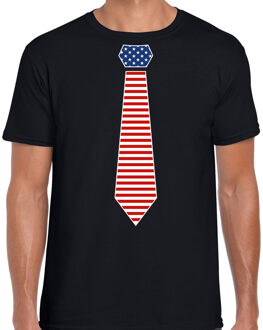 verkleed t-shirt voor heren - Amerikaanse stopdas - zwart - themafeest XL