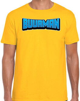 Verkleed t-shirt voor heren - buurman en buurman - geel - foute party/carnaval XL