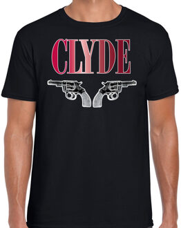 Verkleed t-shirt voor heren - clyde - zwart - bankrovers - bonnie - carnaval M