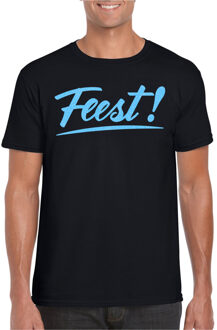 Verkleed T-shirt voor heren - feest - zwart - blauw glitter - carnaval L