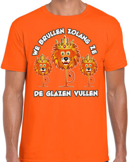 Verkleed T-shirt voor heren - leeuwen - oranje - EK/WK voetbal supporter L