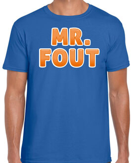 verkleed t-shirt voor heren - Mr. Fout - blauw/oranje - carnaval XL